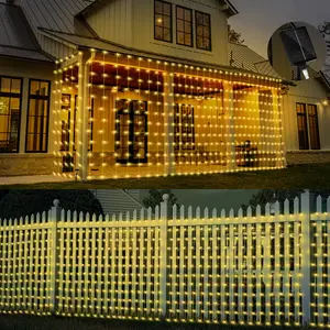 40FT Large Size Solar Curtain Lights, 8 Modes Outdoor Solar String Icicle Lights,Solar Garden Christmas Lights Decortions for Patio,Gazebo,Eaves,Porch