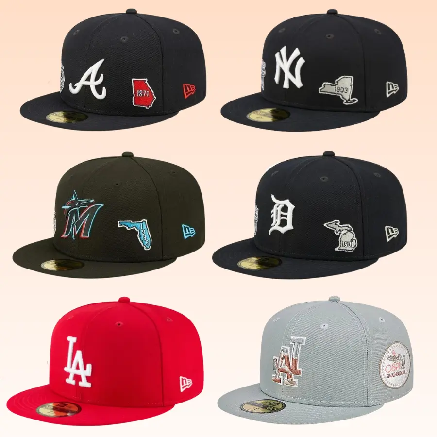 2026 Fashion Trend New Era MLB 59FIFTY Fitted Hat Collection - Atlanta Braves, Detroit Tigers, Boston Red Sox, Miami Marlins, LA Dodgers, NY Yankees Baseball Cap - Flat Brim Edition, Unisex Sports Hat
