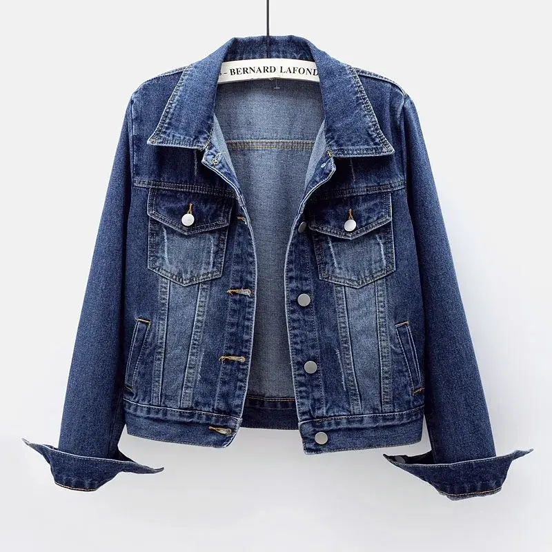 Spring Autumn Women � �                 s Denim Jacket Long Sleeve Overcoat Loose Denim Coat Button Outwear Jeans Jackets 5XL