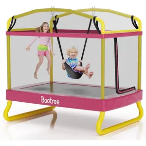 Rectangle Trampoline for Kids, 78" ASTM Approved Recreational Trampolines with Swing, Enclosure Net, Mini Rectangle Trampoline for Outdoor and Backyard, Gifts for Children & Boys & Girls