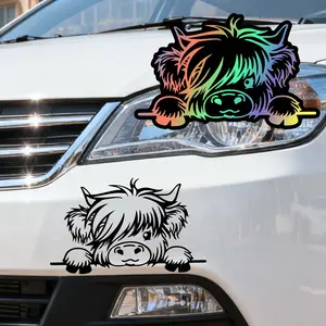 2PCS Scottish Highland Cow Car Stickers, Cute Animal Theme Waterproof High-quality Decals, Car Decorative Sticker, Suitable for Car Windows, Quarter Windows, Bumper, and Motorcycles, The Perfect Gift for Animal Lovers, Truck Car Decal