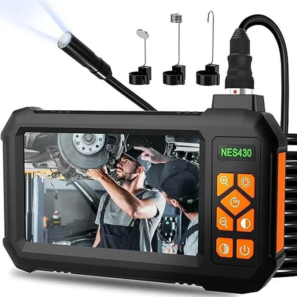 Single Lens 8.0mm Probe Endoscope Camera with Light IP67 Waterproof Sewer Camera 4.3" IPS Screen 1080P HD with 8 LED Lights, 16.5ft Semi-Rigid Cable,Inspection Scope for Automotive,Mechanic,Wall,Vehicle,Drain,Home Improvement Gifts for Men Tools