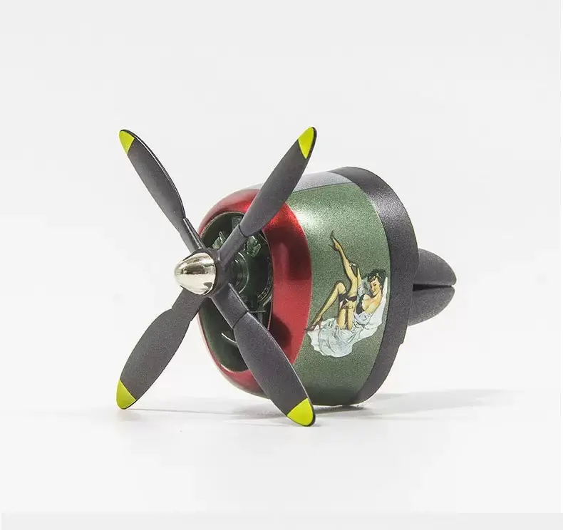 P-47 Thunderbolt Car Air Freshener with Pin-Up Nose Art, Rotating Propeller Ornament, In-Car Vent Scent Diffuser, Mechanical Aesthetic Design Fragrance Accessory, Car Scent Diffuser, Car Fragrance