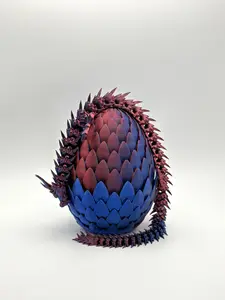 Midnight Blaze Dragon with Egg | Dark Blue & Red/Mangenta Articulated Dragon | Neon City Collectible Dragon Egg Fidget