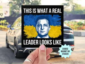 Volodymyr Zelensky Car Magnet/Bumper Sticker, Support Ukraine, Ukrainian Solidarity, Anti Trump Putin, This Is What A Real Leader Looks Like
