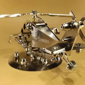 Handmade Stainless Steel Helicopter Model, Office & Car Decoration Metal Craftsmanship, Perfect Christmas Gift for Boyfriend