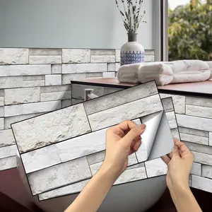 Brick Pattern Wall Sticker, 1 Set 3D Self Adhesive Wall Decal, Removable Wall Decor for Home Kitchen Bathroom Laundry Room, Easy to Use, Self Adhesive Wallpaper, Peel And Stick Wallpaper Designs