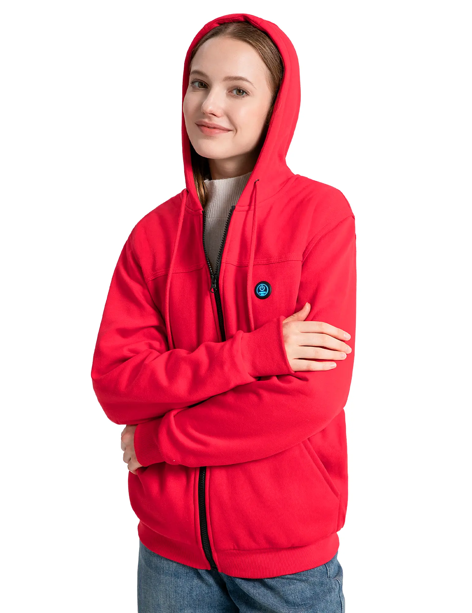 ANTARCTICA GEAR Heated Hoodie for Men and Women, Plain Long Sleeve Full-Zip Cotton Blend Sweatshirt with 12V 15000mAh USB Battery Pack, Outdoor, Menswear, Fabrics, Casual, Tops