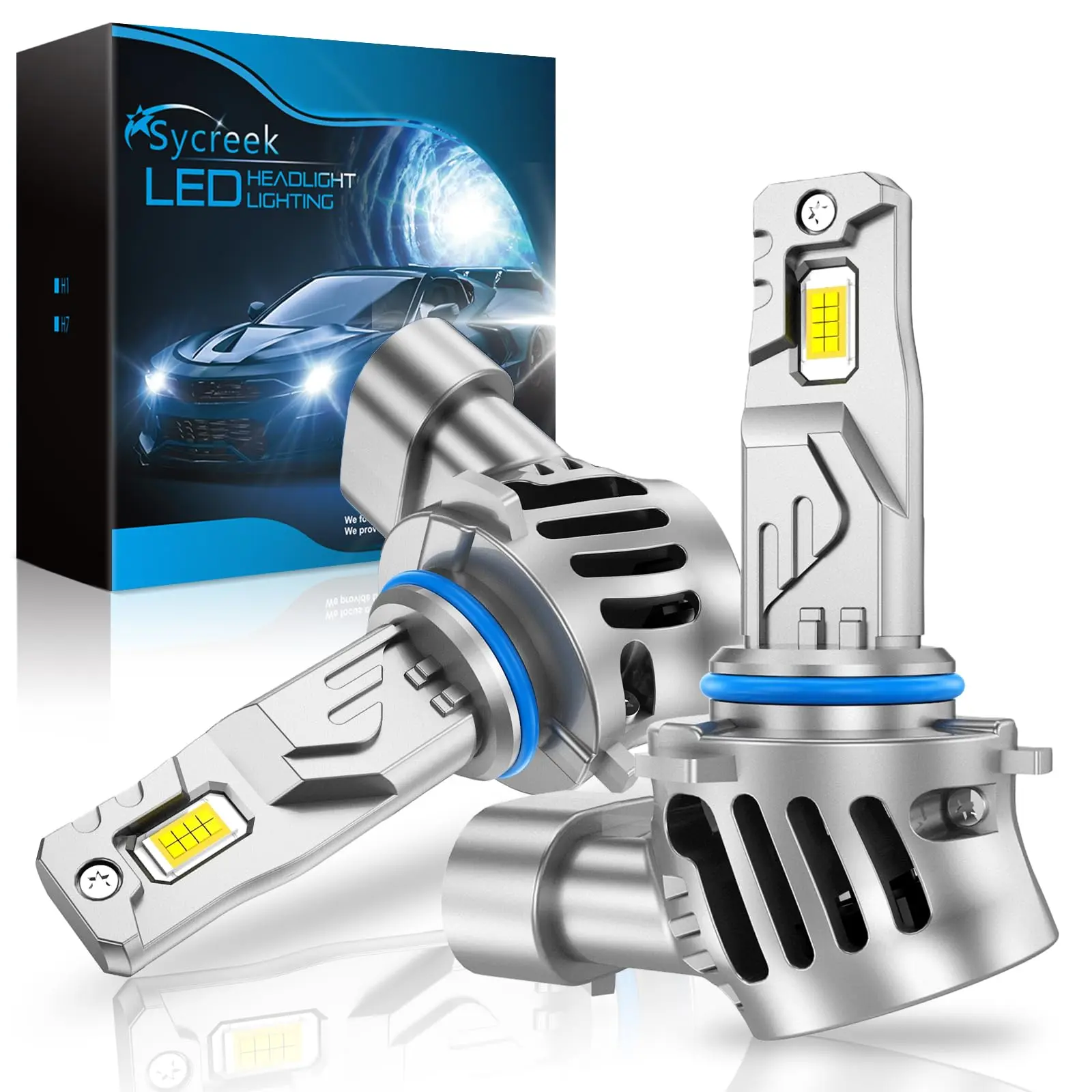 9005 HB3 LED Headlight Replacement Kit for Cars - 70W, 7000LM Super Bright, 6000K Luminous Metal Bulbs, Low Beam Driving Lights, Factory Sockets Compatible, Easy Install with Driver