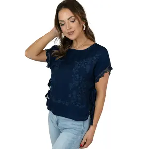 Annabelle Side Tie Lace Trim Top