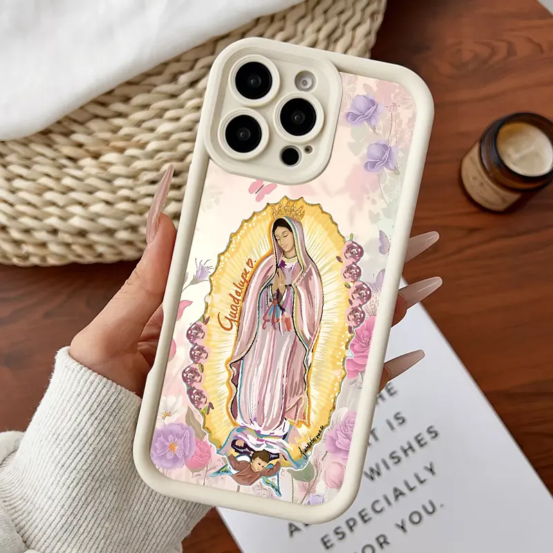 Slim Flower-Print Our Lady Art Silicone Handheld Cellphone Cover - 1.2mm, Anti-Fall, Shockproof Accessory with Screen Protection for iPhone X, XR, XS, XS Max, 11-17 Pro Max Devices, Casing