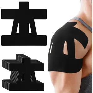 20 Pcs Kinesiology Tape Pre Cut Waterproof Breathable Elastic Shoulder Support Muscle Pain Relief Athletic Sports Tape Black