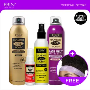 EBIN Adhesive Spray + Melt Aerosol Spray + Skin Protector + Remover Bundle With FREE Melting Band | Holding, Easy Application, Delicate
