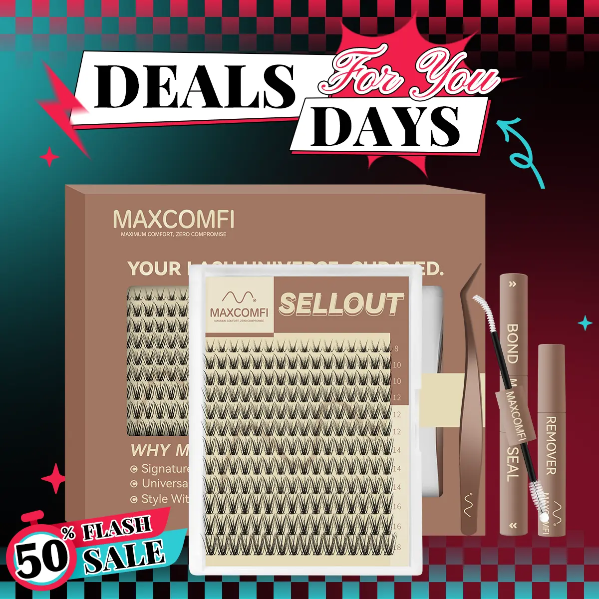 MaxComfi Petite Subtle Fake Lashes DIY Lash Kit - Sellout Puppy Flora Style Cluster Eyelashes, Gentle, Comfortable, Long-Lasting, Waterproof, Super Soft, Thin Band, Natural Daily Volume, Beginner-Friendly, Easy-to-Apply Summer Beauty Essential, Lash Clust