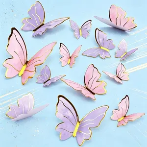 20/100Pcs Multi-Use 3D Butterfly Decorations - Pastel Pink & Purple Paper Butterfly Cake Toppers, Cupcake Picks & Wall Stickers, Perfect for Birthday, Wedding, Anniversary & Party Home Decor, Cake Decorating Supplies