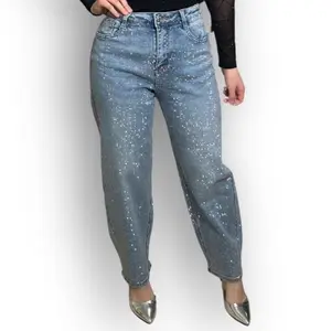 Denim Rhinestone Jeans - Blue, Womenswear, Bottom Pants