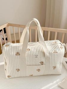 fashionable cute bear pattern handbag, large capacity tote gym bag, zipper bag with removable strap, daily convenient practical short-distance travel bag, athletic bag, large purses for women, workout sport bags