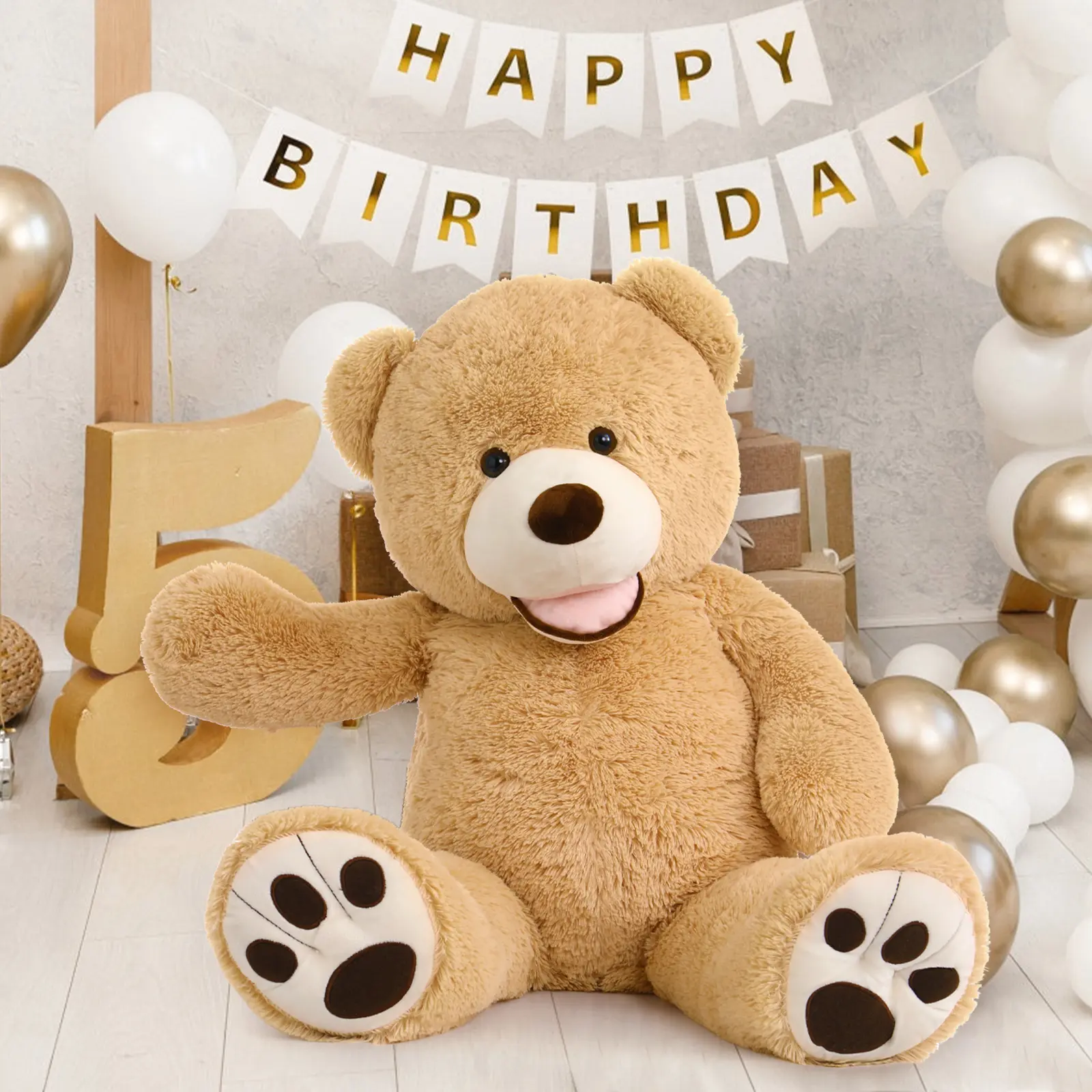 MaoGoLan 40"Big Teddy Bear Stuffed Animal with Footprints, Giant Teddy Bear Stuffed Animals for Birthday, Valentine's Day,cute girly gifts, Girlfriend, Kids and Friends Anniversary Gift #Teddybear #stitch stuff #plushie #TikTokShopSummerTurnup Fluffy