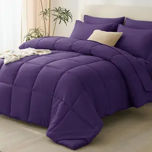 Purple King Size Comforter with - 7 a Bag, King Sets for with Purple Comforter, Flat Sheet, Sheet, Pillowcases  Pillow Shams