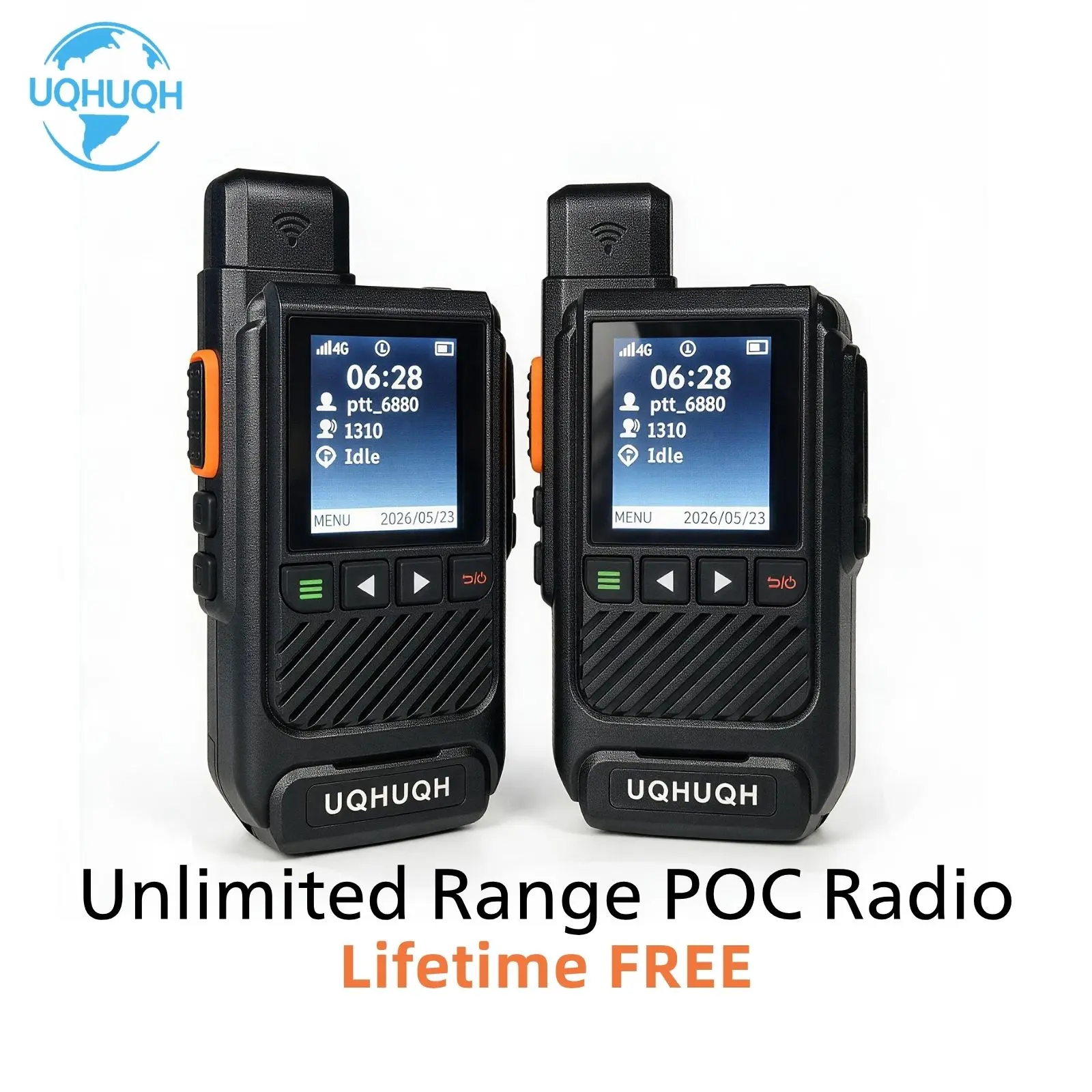 UQHUQH N888 4G POC Walkie Talkies - App-Enabled, Encrypted, Long Range, Portable, Unlimited Group, USB-C Rechargeable, Lightweight, Intelligent Noise Reduction, Long Battery Life, Fit for Warehouse, Hiking/Light Outdoor