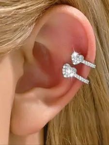 Elegant Copper Heart-Shaped Ear Cuff, Cute Non-Pierced Jewelry for All Seasons, Perfect Valentine's Day Gift, No Choking Hazard, Heart Shape Earrings