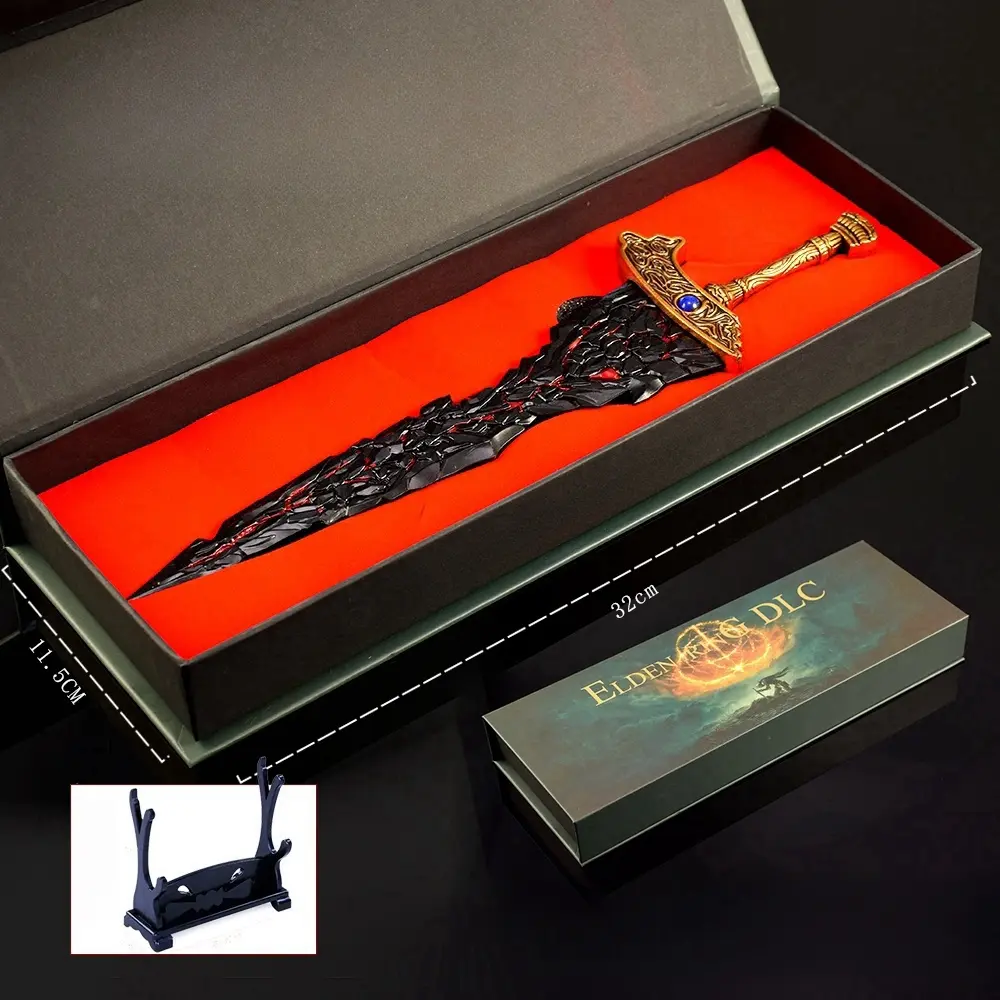 Elden Ring Maliketh's Black Blade 30CM Zinc Alloy Replica - Epic Sword Collectible, Perfect Gamer Gift for Boyfriend, Home Decor Art Figurine with Series Box