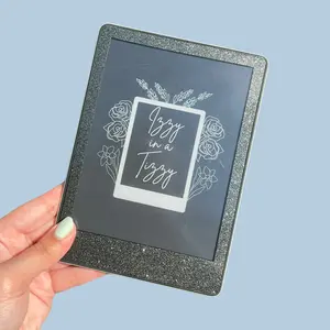 Dark Gray Glitter Kindle Skin- Glittery Gray Silver Kindle Decal, Kindle Paperwhite Glitter Skin, Dark Silver Holographic Kindle Skin, Sparkly Kindle Decal
