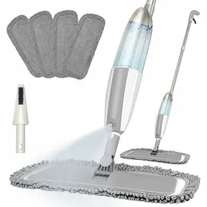SummerVibes PHANCIR Microfiber Spray Mop for Floor Cleaning with 4 Washable Pads Hardwood Floor Mop Grey Iron 360° Rotating Head 420ml Spray Bottle Non Slip Sweat Proof Lightweight Flat Mop Rinseclean Spin Mop