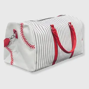 Baseball White Red Duffel Bag