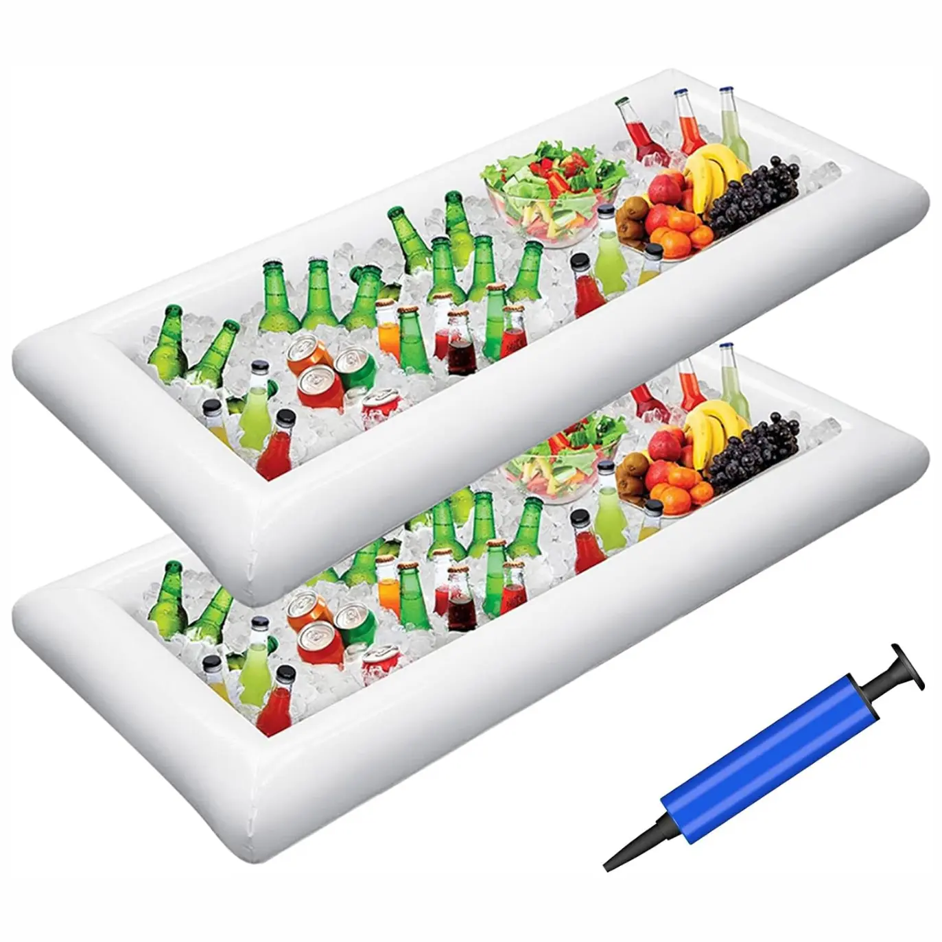 Inflatable Serving Bars Ice Buffet Salad Serving Trays Food Drink Holder Cooler Containers Indoor Outdoor BBQ Picnic Pool Party Supplies Luau Cooler w Drain Plug