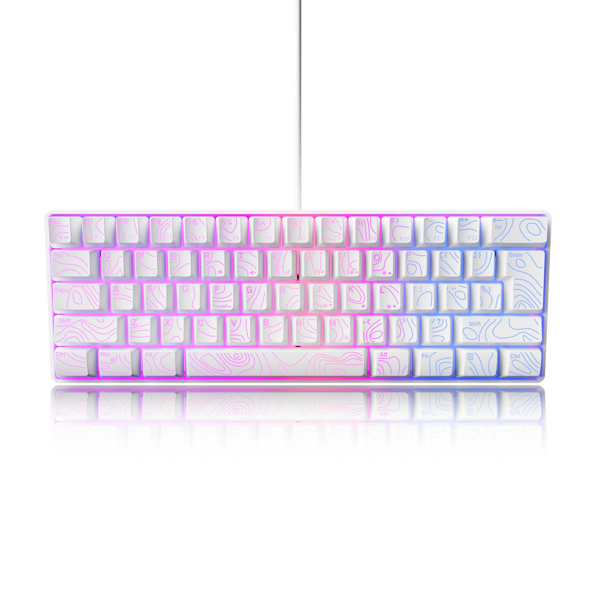 7KEYS Wired 60% Gaming Keyboard, Mini 61 Key RGB, 25 Key Anti Ghosting, Ultra Compact and Portable, Compatible with PC, Mac, Laptop (Black Outline Keycaps)