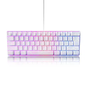 7KEYS Wired 60% Gaming Keyboard, Mini 61 Key RGB, 25 Key Anti Ghosting, Ultra Compact and Portable, Compatible with PC, Mac, Laptop (Black Outline Keycaps)