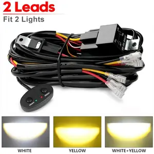 LED Work Light Wiring Harness Kit, LED Car Lights, Dual Control On/off Switch, 12V 24v Relay Fuse, Ideal for Off-Road Vehicles, Suv, Truck