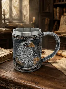 Armored Kingdom Skywarden Eagle Mug, 16 oz Stainless Steel Reusable Tumbler, Ancient-Inspired Drinkware with Majestic Eagle Design & Skybound Finish, Washable for Coffee Cup Reuse Ceramic