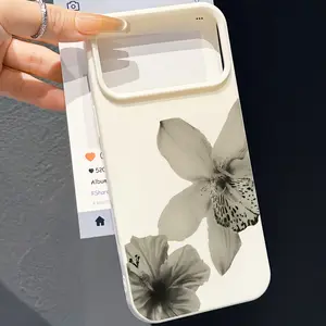 Black And White Floral Pattern for TPU, Mobile Phone, Cellphone Case Compatible with iphone 16, XR, XS Max, 13, 14, 15 Plus, Pro Max. Business Drop-Resistant Protective Case - Leather Texture Material - White - Black And White Flowers 274WC Cover