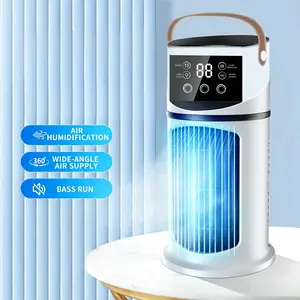 Mist Humidifier Air Conditioner Fan, Evaporative Cooling, 9 Settings + Triple Spray Adjustment, 8-Hour Timer, 7-Color Light, Essential Summer Tool