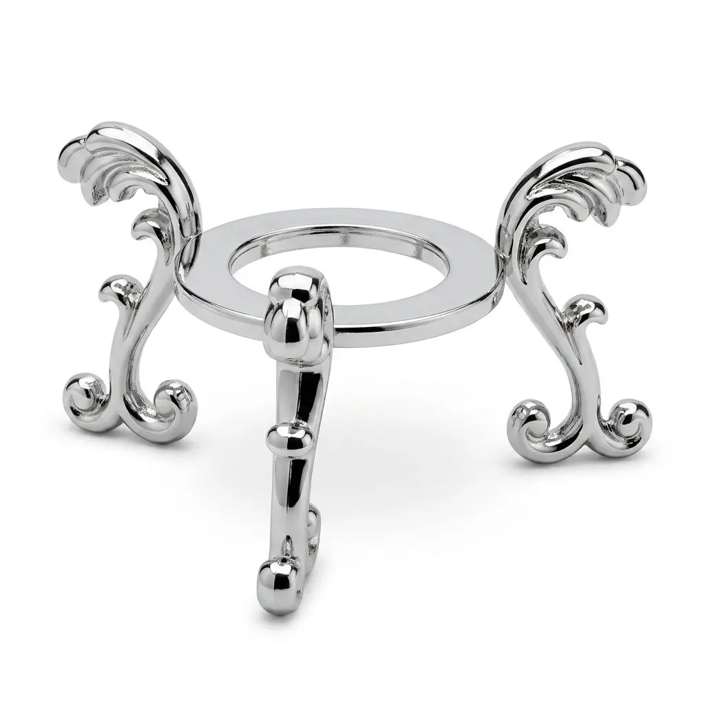 Silver Plated Flower Crystal Ball Stand — Display Holder for Spheres