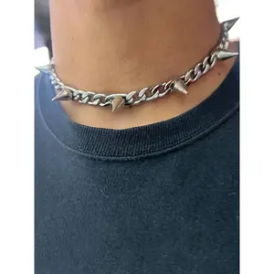 Punk Style Studded Choker Necklace | Stainless Steel Trendy Jewelry for Party & Daily Wear