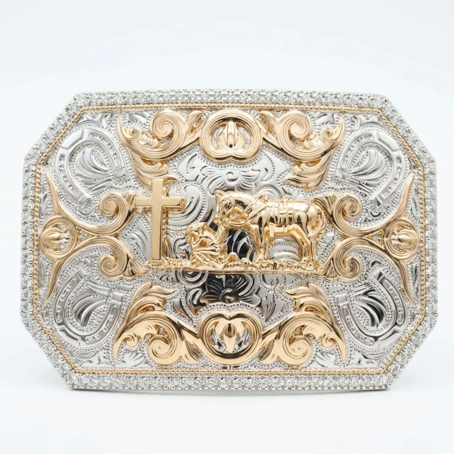 Praying Cowboy Western Belt Buckle – Christian Cross Hebilla Vaquera Rodeo Belt Buckle Two Tone Rose Gold Silver Ranch Gift Fits 1.6 Inch Belt tiktokshopspringglowup