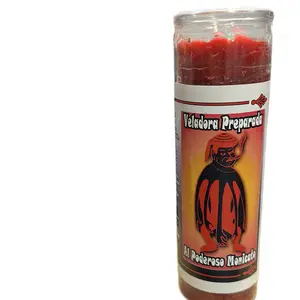 Al Poderoso Monicato Fixed Candle for Lost Things - Veladora Preparada Red Candle with Powerful Spell Design