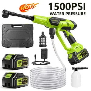 【FathersDayGift】KEPEAK 1500PSI Cordless Car Wash Foam Cannon Kit, Portable Battery-Powered Pressure Washer with 550PSI Max Pressure, 1x48V 5.0Ah Rechargeable Battery, Snowflake Foam Spray Lance,Perfect Gift Idea