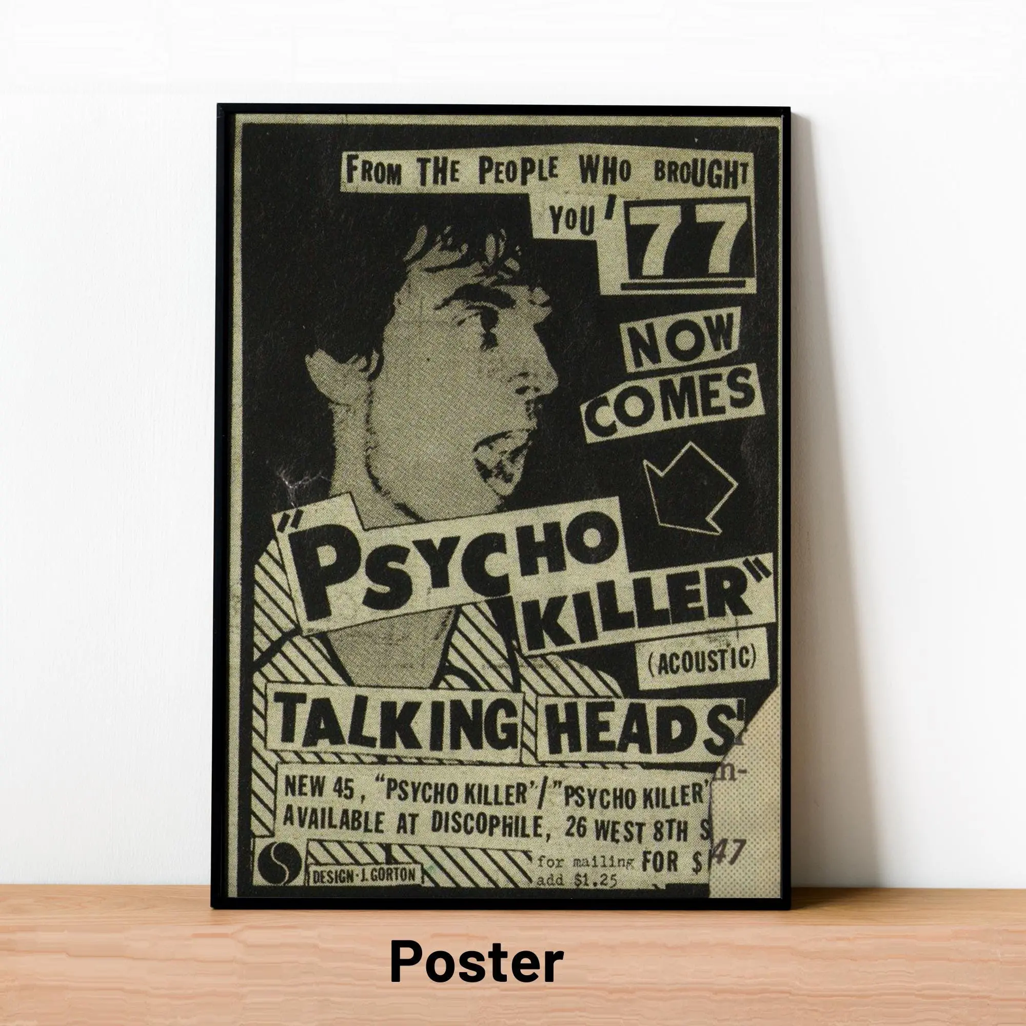 Talking Heads Poster, Talking Heads Retro Print Psycho Killer 1977 Vintage Music Decor, Product without frame
