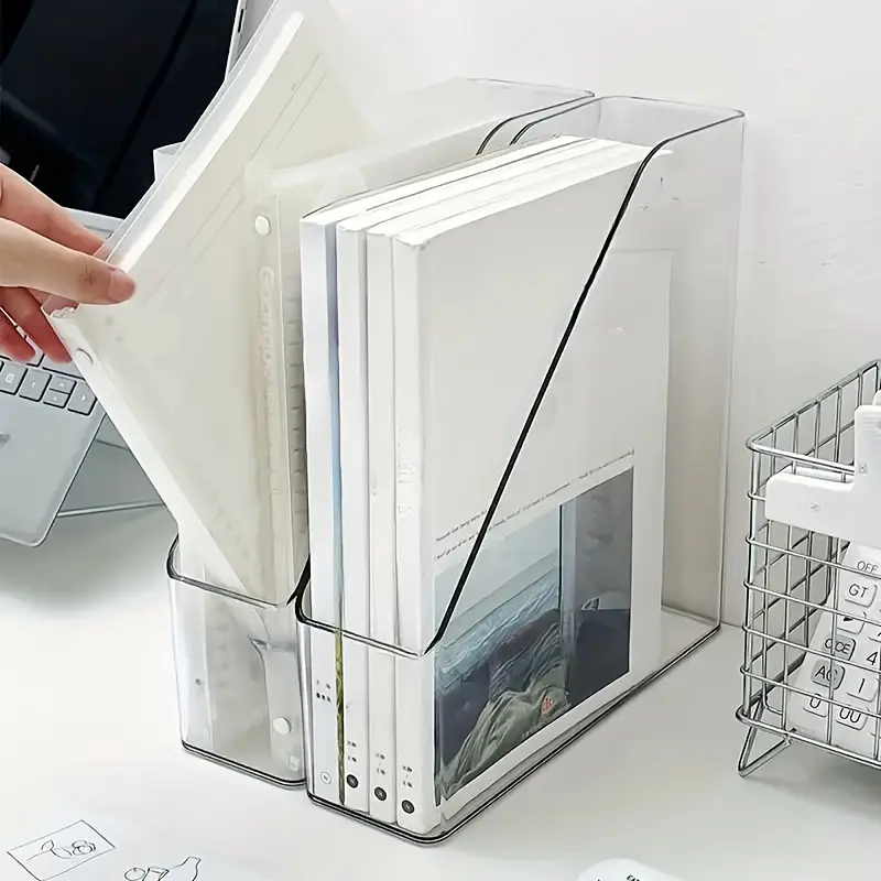 Transparent Acrylic Bookshelf, Storage Organizer, Sorting File Storage, Document Organizer for Notebooks, A4 Paper, Envelopes, Files, Magazines, Home Office Multi-Functional File Box, Magazine File Holder