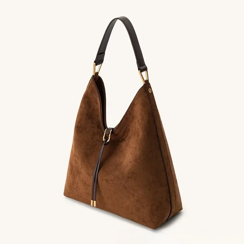 Genuine Leather Hobo Tote Bag for Women - Large Capacity Crossbody/Handbag with Golden-Tone Hardware, Adjustable Strap & Drawstring Closure, Brown/Green/Black, Durable Single-Shoulder Purse for, Travel, Everyday Use (Real Lea