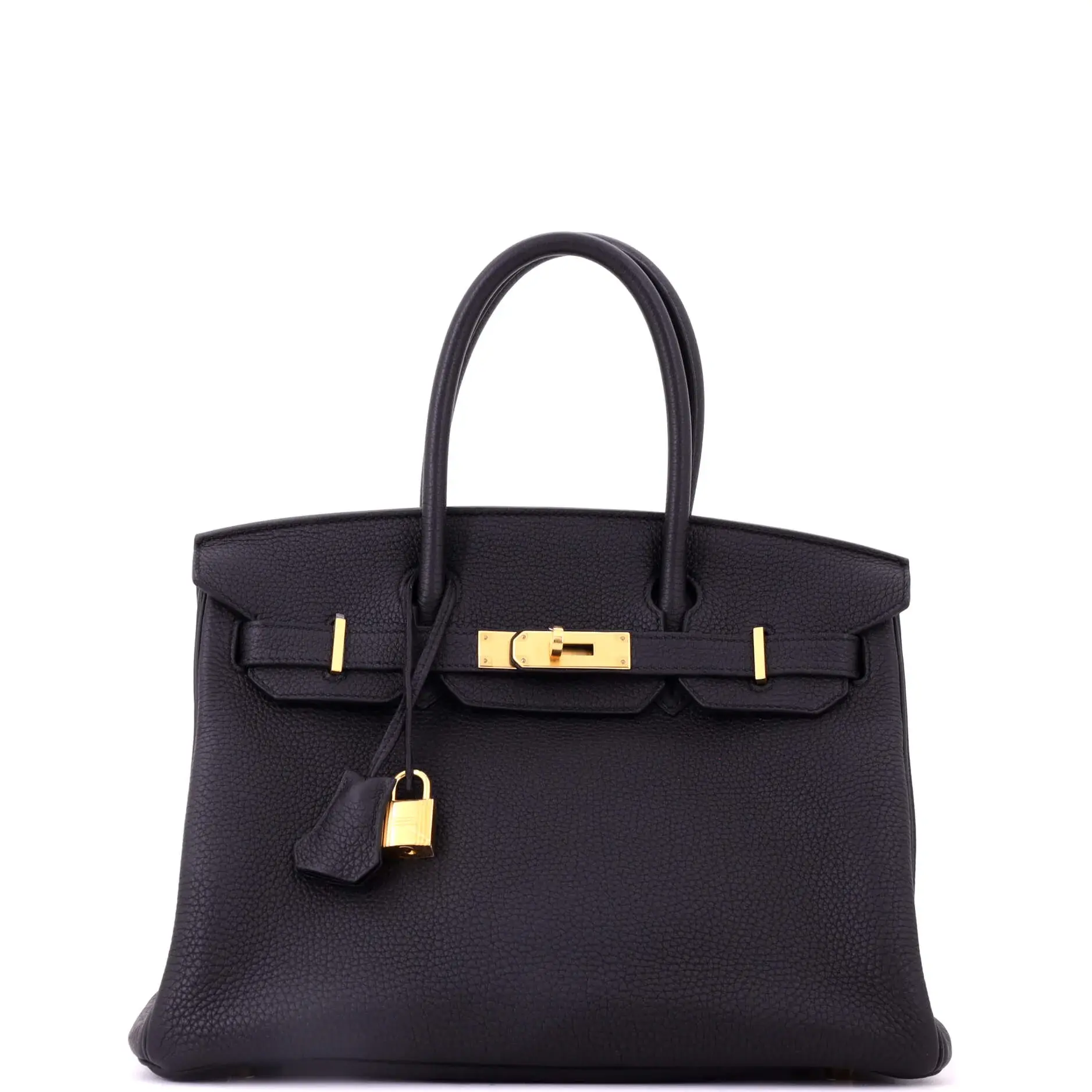 Pre-owned HERMÈS Leather Tote Bags REBAG Hermes Birkin Handbag Noir Togo with Gold Hardware 30 by Rebag