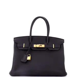 Pre-owned HERMÈS Leather Tote Bags REBAG Hermes Birkin Handbag Noir Togo with Gold Hardware 30 by Rebag