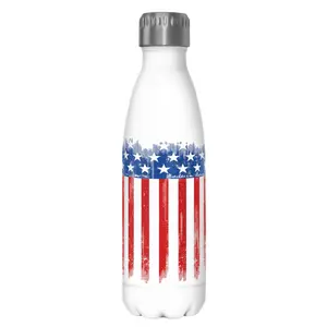 Lost Gods Printed Distressed American Flag Stainless Steel Water Bottle, Portable Insulated Reusable Washable Drinkware