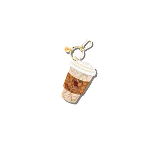 Hand-painted Coffee Cup Bag Charm + Keychain | Eco-Friendly