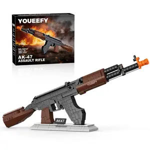 1:2 Scale AK-47 Building Bricks, Detailed Rifle Model Kit, Collectible Military Toy, Stress Relief Gift for Hobbyists & Collectors