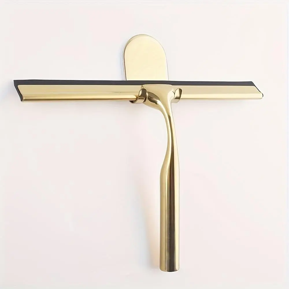 Golden All-Purpose Shower Squeegee, Stainless Steel Window Glass Cleaner, Ideal for Shower Doors, Tiles, Bathrooms, Kitchens, Cars, Household Cleaning Tool